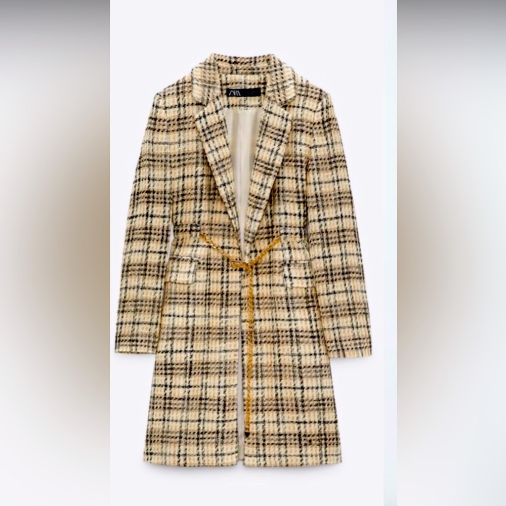 Zara tweed belted coat NWT size medium